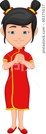 happy Chinese girl cartoon 98375017