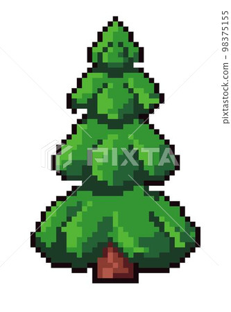 Pixelated pine tree for game setting, 8 bit vector 98375155