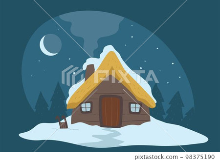 House in forest, building covered by snow vector House in forest, building covered by snow vector 98375190