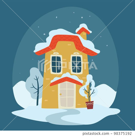 Building covered with snow, winter season vector 98375192