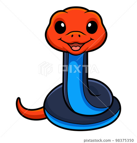 Cute red headed krait snake cartoon Cute red headed krait snake cartoon 98375350