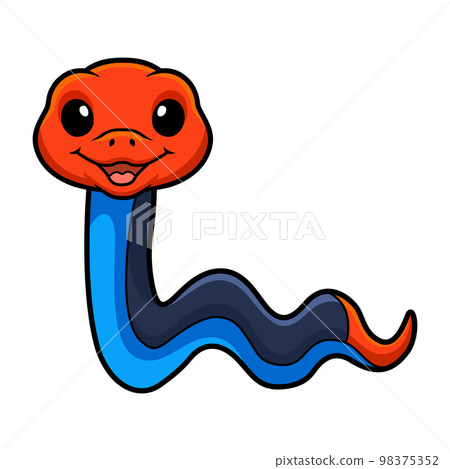 Cute red headed krait snake cartoon Cute red headed krait snake cartoon 98375352
