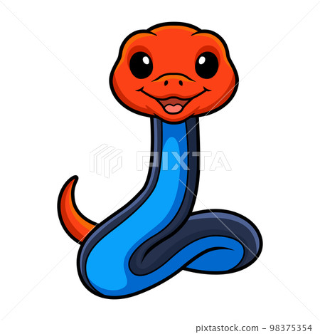 Cute red headed krait snake cartoon 98375354