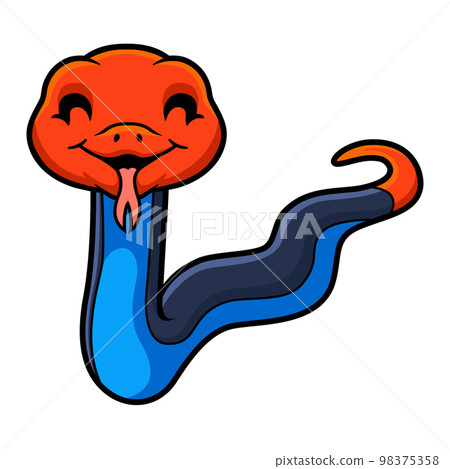 Cute red headed krait snake cartoon Cute red headed krait snake cartoon 98375358