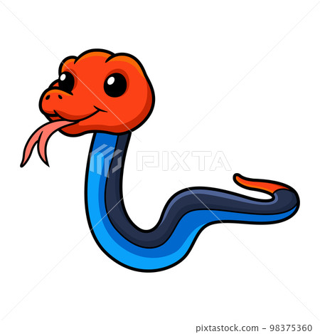 Cute red headed krait snake cartoon Cute red headed krait snake cartoon 98375360