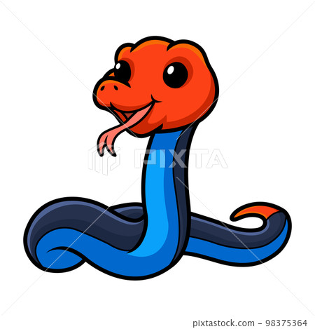 Cute red headed krait snake cartoon 98375364