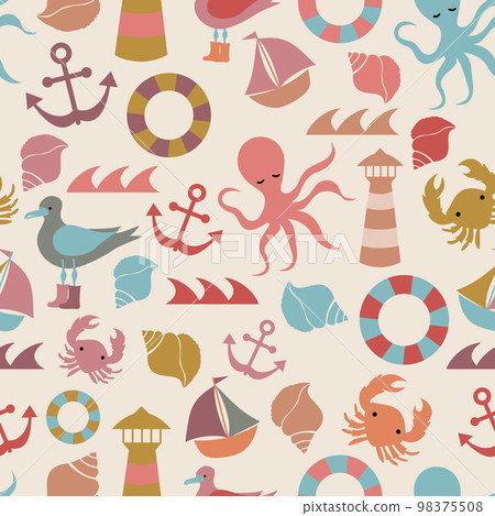 Underwater sea creatures seamless pattern Underwater sea creatures seamless pattern 98375508