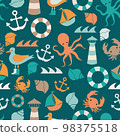 Underwater sea creatures seamless pattern 98375518