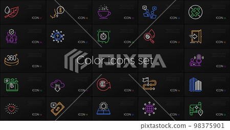 Set of No puzzle, Rejected payment and Map line icons. Include Coffee cup, World globe, Artificial intelligence icons. Entrance, Travel luggage, Cloud download web elements. Travel path. Vector Set of No puzzle, Rejected payment and Map line icons. Include Coffee cup, World globe, Artificial intelligence icons. Entrance, Travel luggage, Cloud download web elements. Travel path. Vector 98375901