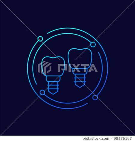 dental implants line icon, vector 98376197
