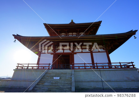 Heijo Palace Daigokuden, looking up from the east side 4 Heijo Palace Daigokuden, looking up from the east side 4 98376288