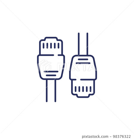 ethernet cables line icon on white ethernet cables line icon on white 98376322