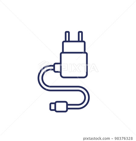 Mobile charger line icon on white 98376328