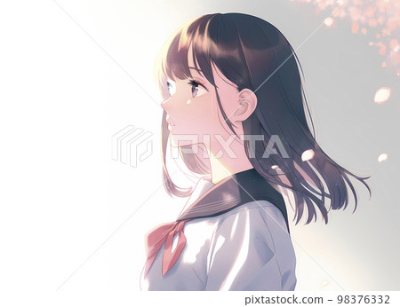 側臉女學生,黑色長發,動漫風格插畫“AI 生成圖像” 側臉女學生,黑色長發,動漫風格插畫“AI 生成圖像” 98376332