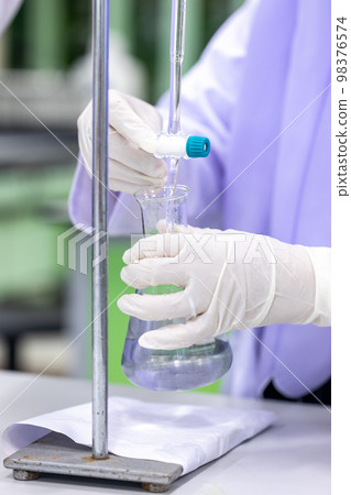 Biological Oxygen Demand (BOD) testing process in laboratory. 98376574