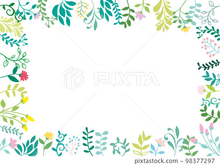 帶有手繪植物裝飾的斯堪的納維亞風格框架 98377297