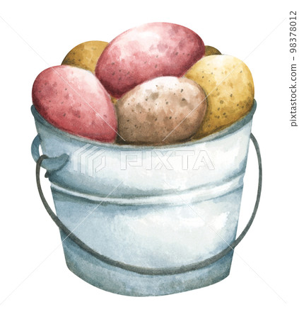 Colorful easter eggs. Design elements for holiday cards. Happy Easter. Watercolor illustration. 98378012