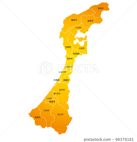 Ishikawa prefecture and municipalities map Ishikawa prefecture and municipalities map 98378181