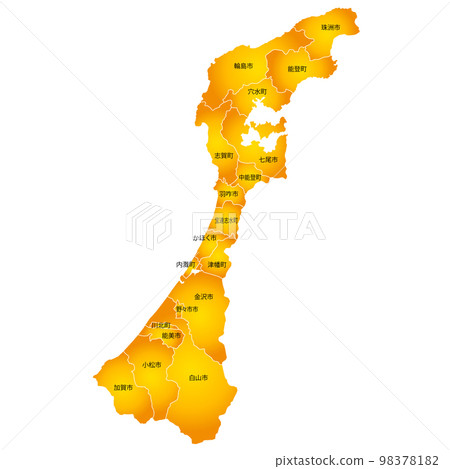 Ishikawa prefecture and municipalities map Ishikawa prefecture and municipalities map 98378182