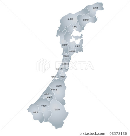 Ishikawa prefecture and municipalities map 98378186