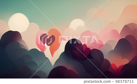 Abstract colorful wallpaper in concept of romantic love. Generative AI. 98378711