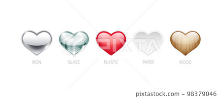 Set of Hearts from Various Materials 98379046