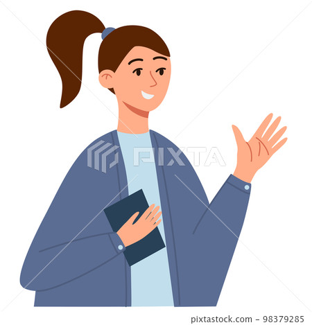 Female character. Young girl. People profile. Perfect for social media and business presentations, user interface, UX, graphic and web design, applications and interfaces. Vector illustration Female character. Young girl. People profile. Perfect for social media and business presentations, user interface, UX, graphic and web design, applications and interfaces. Vector illustration 98379285