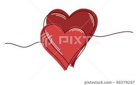 Heart. Friendship and love concept. Continuous line art drawing. Perfect for printing postcards and Valentine's Day. Vector hand draw illustration. Heart. Friendship and love concept. Continuous line art drawing. Perfect for printing postcards and Valentine's Day. Vector hand draw illustration. 98379287