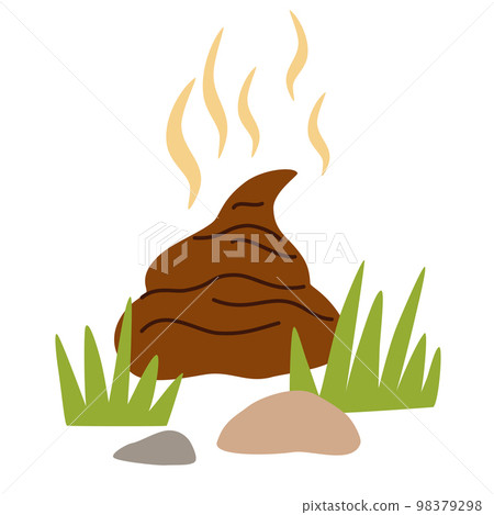 Excrement in the grass. Shit. Cleaning the park after walking pets concept. Hand draw Vector illustration isolated on the white background. Excrement in the grass. Shit. Cleaning the park after walking pets concept. Hand draw Vector illustration isolated on the white background. 98379298