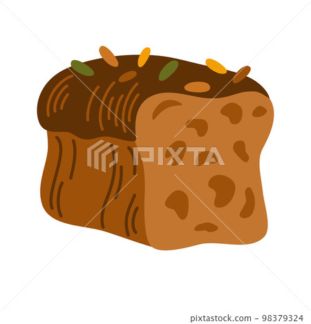 Bread. Whole grain, yeast baked bread. food sign. Ideal for cafe, restaurants, food shops and printing. Vector hand draw illustration isolated on the white background. Bread. Whole grain, yeast baked bread. food sign. Ideal for cafe, restaurants, food shops and printing. Vector hand draw illustration isolated on the white background. 98379324
