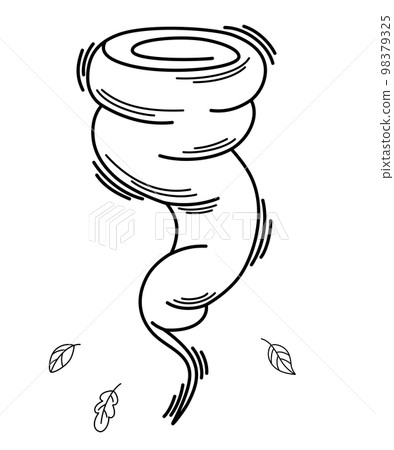 Tornado. Weather forecast. Meteorological. Whirlwind. Cloudy weather Line art symbol for web printing and applications. Vector illustration in doodle style isolated on the white background. Tornado. Weather forecast. Meteorological. Whirlwind. Cloudy weather Line art symbol for web printing and applications. Vector illustration in doodle style isolated on the white background. 98379325