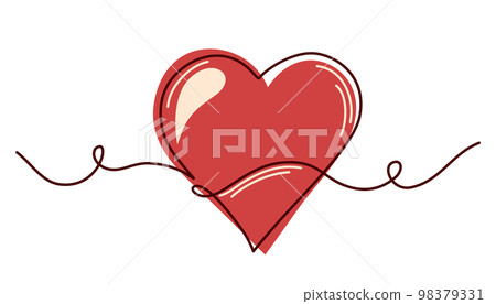 Heart. Friendship and love concept. Continuous line art drawing. Perfect for printing postcards and Valentine's Day. Vector hand draw illustration. 98379331
