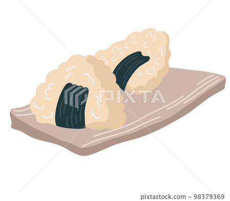 Onigiri. Asian Food. Perfect for restaurant cafe and print menus. Vector hand draw cartoon illustration. Onigiri. Asian Food. Perfect for restaurant cafe and print menus. Vector hand draw cartoon illustration. 98379369