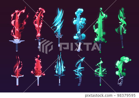 Set of anime fire Stock Vector