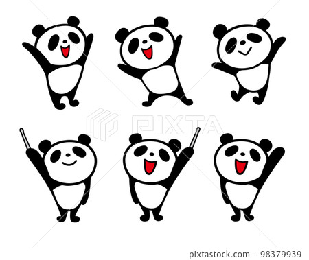 Cute simple panda set 1 (banzai, pointing stick, greetings, etc.) 98379939