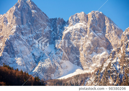 View of Alps in Kranjska Gora at sunrise. Triglav national park. Slovenia, Europe View of Alps in Kranjska Gora at sunrise. Triglav national park. Slovenia, Europe 98380206