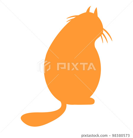 Cat orange silhouette back view. Cat orange silhouette back view. 98380573