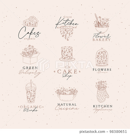 Sweets cooking appliances labels coffee color 98380651