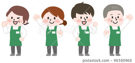 Employees working in a supermarket Employees working in a supermarket 98380968