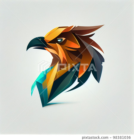 3D origami bird face, eagle 3D origami bird face, eagle 98381036