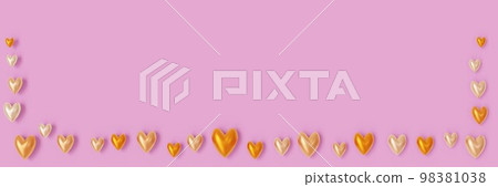 Valentine material: frame studded with cute hearts (3D rendering) Valentine material: frame studded with cute hearts (3D rendering) 98381038