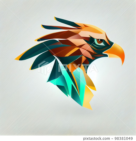 3D origami bird face, eagle 3D origami bird face, eagle 98381049