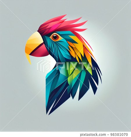 3D origami bird face, parrot 3D origami bird face, parrot 98381070