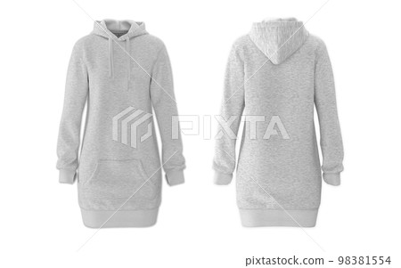 Hoodie dress mockup. Front and back on a white background. Hoodie dress mockup. Front and back on a white background. 98381554