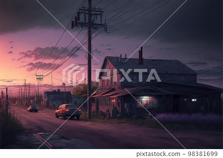 Countryside at dusk 98381699