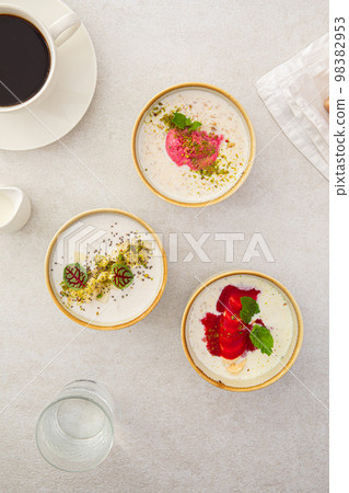 Three assorted cereal porridge bowls 98382953