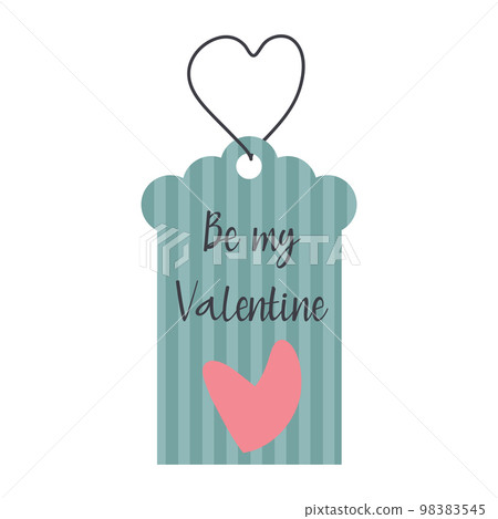 Label with heart and inscription Be my Valentine. Valentine's day tag. Festive offer, sale and discount sticker card. 98383545