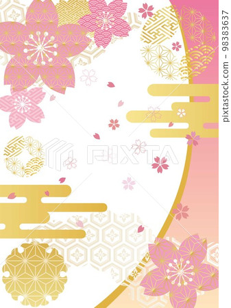 櫻花和金葉日本模式背景垂直 1592 98383637