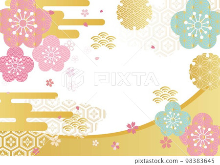 梅花和金葉日本模式背景水平 1584 梅花和金葉日本模式背景水平 1584 98383645
