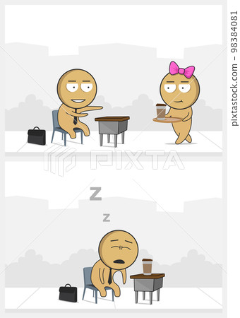 Businessman with tie and suitcase at workplace 98384081